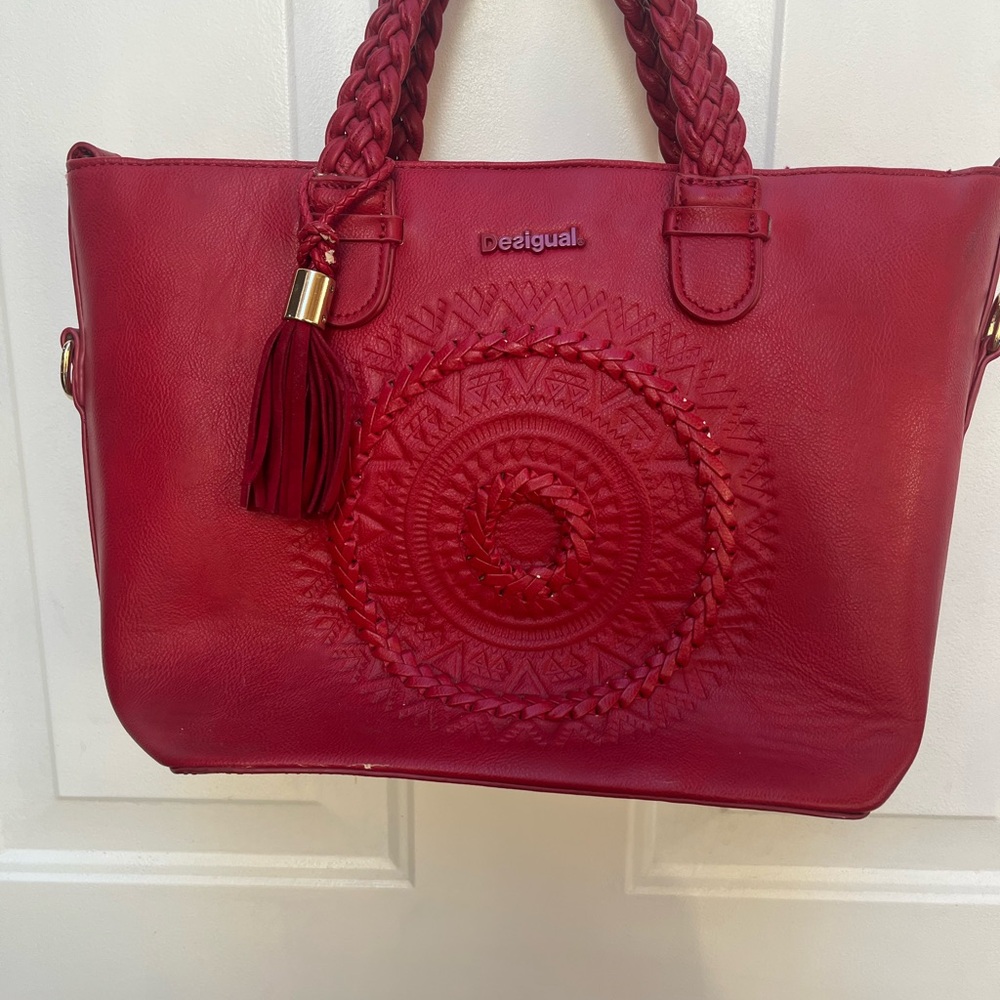 Desigual Red Embroidered Bandana Shoulder Bag - Picture 1 of 7